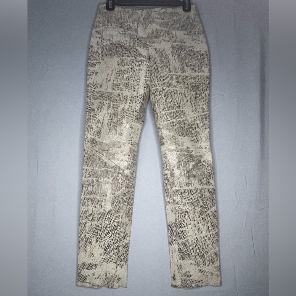 Theory Beige Snakeskin Pattern Leather Pants